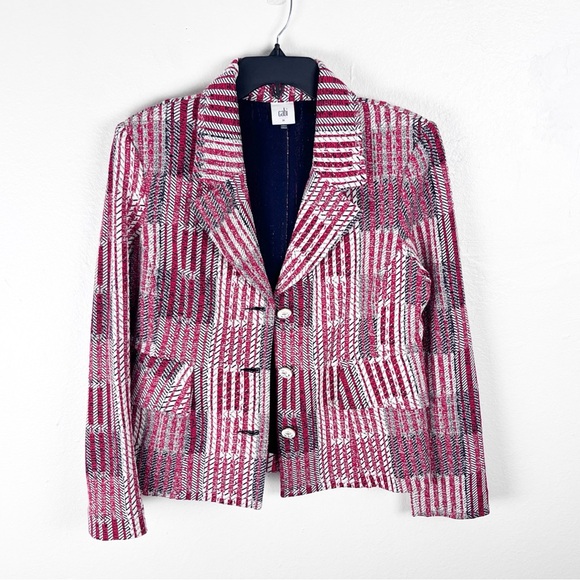 CABI Multicolored Long Sleeves Three Buttons Pockets Patchwork Blazer Medium - Picture 5 of 14